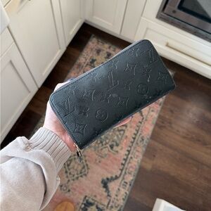 Louis Vuitton Black Embossed Leather Zip Wallet